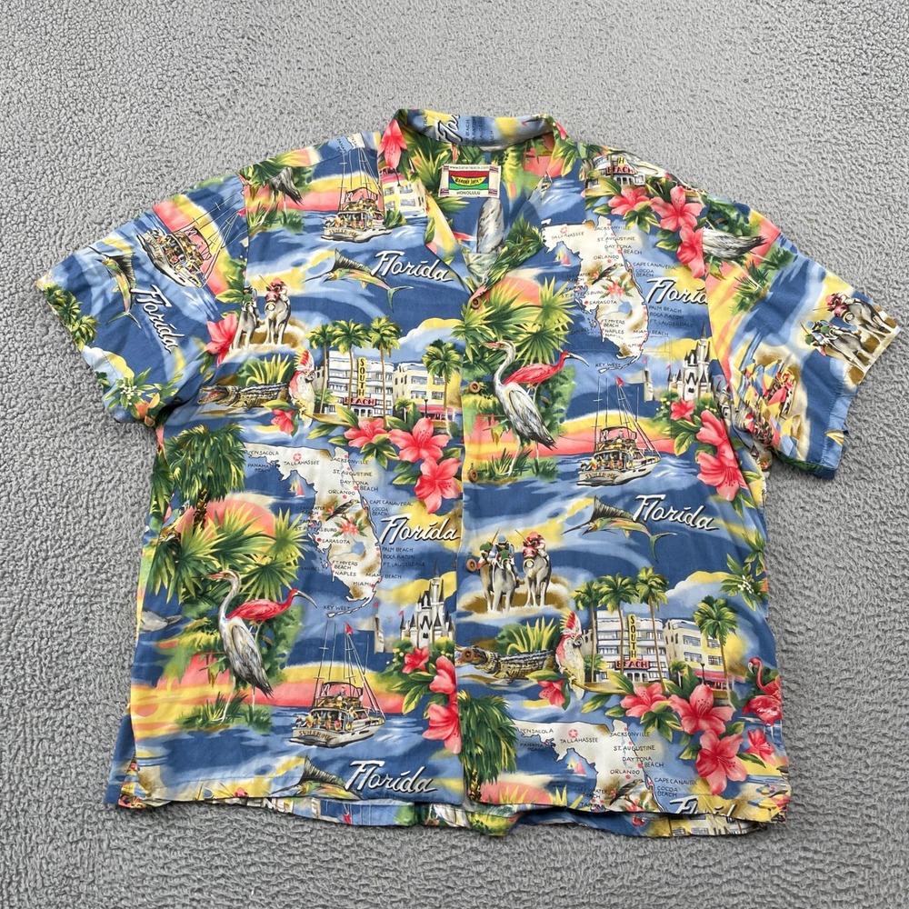 Banana Jack Shirt Mens 2XL Blue Florida Souvenir Aloha Tropical Postcard Solid